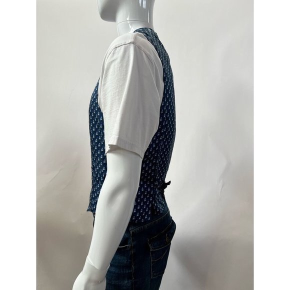 Hermes Mens Suit Vest Blue White 100% Silk Owls Novelty France US 38 Eur 48 - Picture 7 of 12